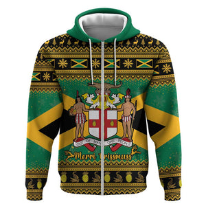 Afro-Jamaicans Zip Hoodie Coat Of Arms - Merry Christmas
