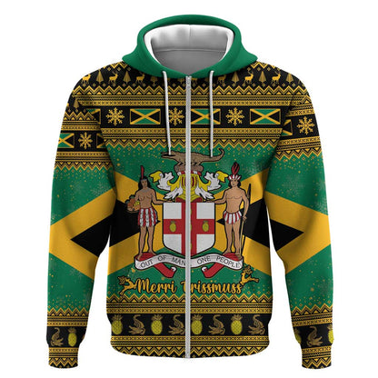 Afro-Jamaicans Zip Hoodie Coat Of Arms - Merry Christmas
