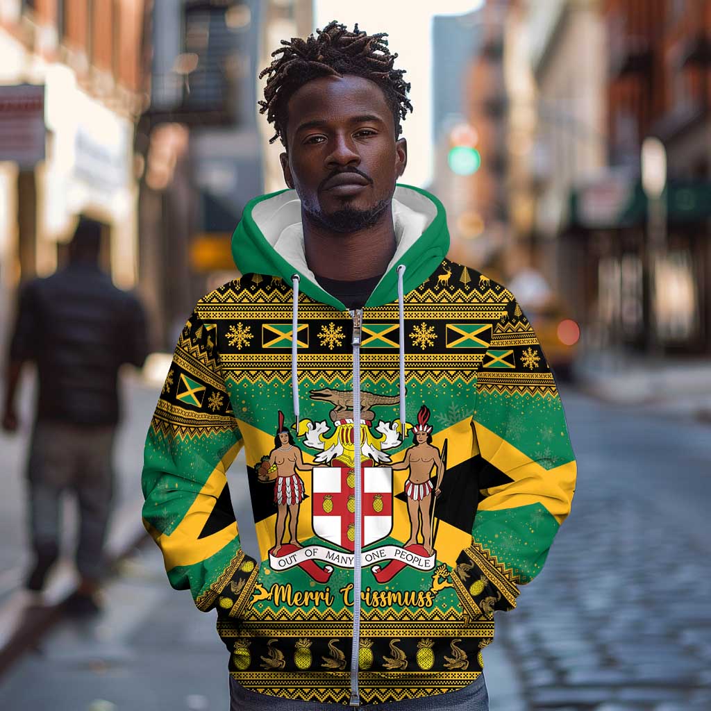 Afro-Jamaicans Zip Hoodie Coat Of Arms - Merry Christmas