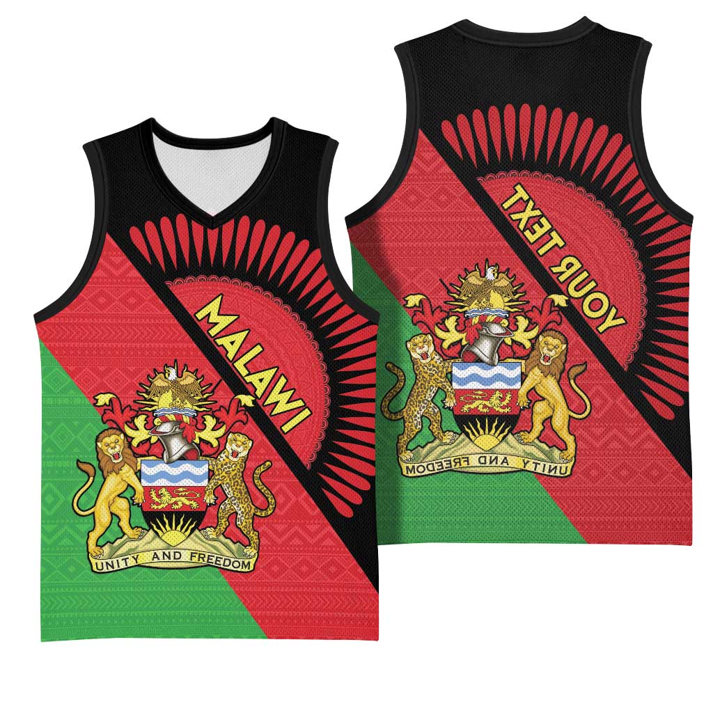 Personalized Afro Malawi Basketball Jersey Coat Of Arms - Southeastern Africa Pattern - African Pride