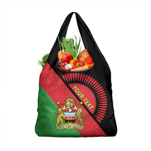 Personalized Afro Malawi Grocery Bag Coat Of Arms - Southeastern Africa Pattern