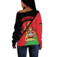 Personalized Afro Malawi Off Shoulder Sweater Coat Of Arms - Southeastern Africa Pattern