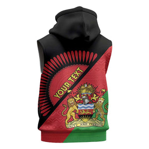 Personalized Afro Malawi Sleeveless Hoodie Coat Of Arms - Southeastern Africa Pattern - African Pride