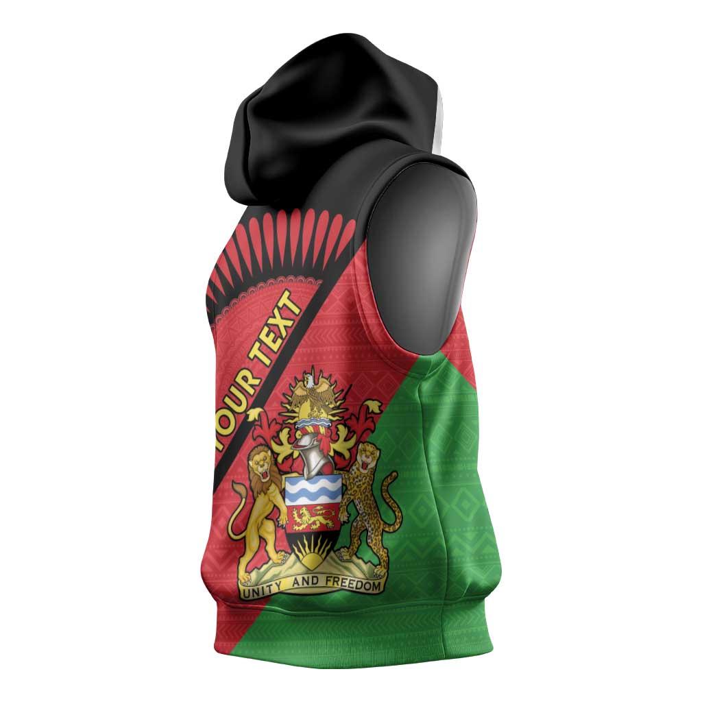 Personalized Afro Malawi Sleeveless Hoodie Coat Of Arms - Southeastern Africa Pattern - African Pride