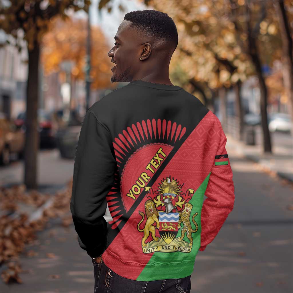 Personalized Afro Malawi Sweatshirt Coat Of Arms - Southeastern Africa Pattern