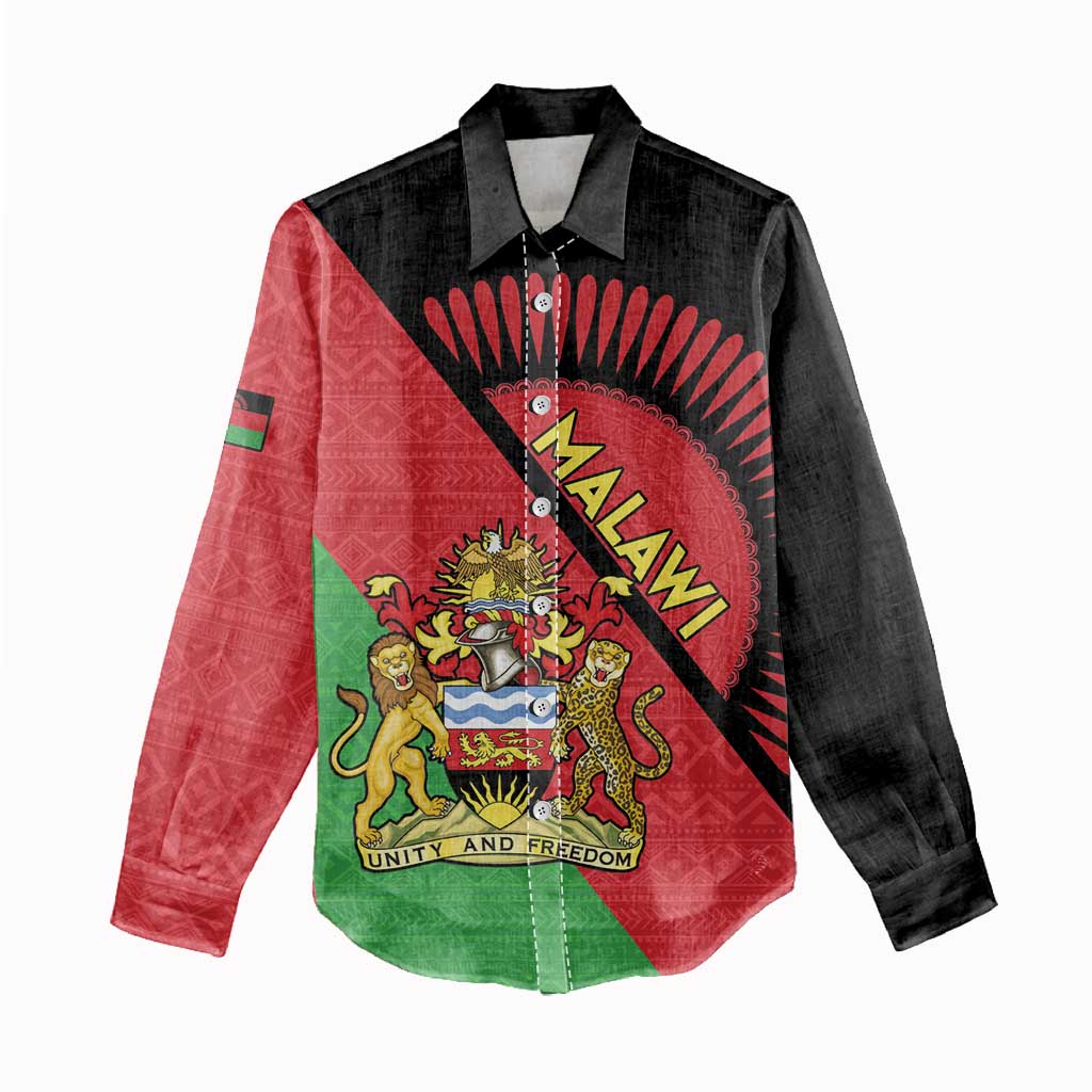 Personalized Afro Malawi Women Casual Shirt Coat Of Arms - Southeastern Africa Pattern LT15