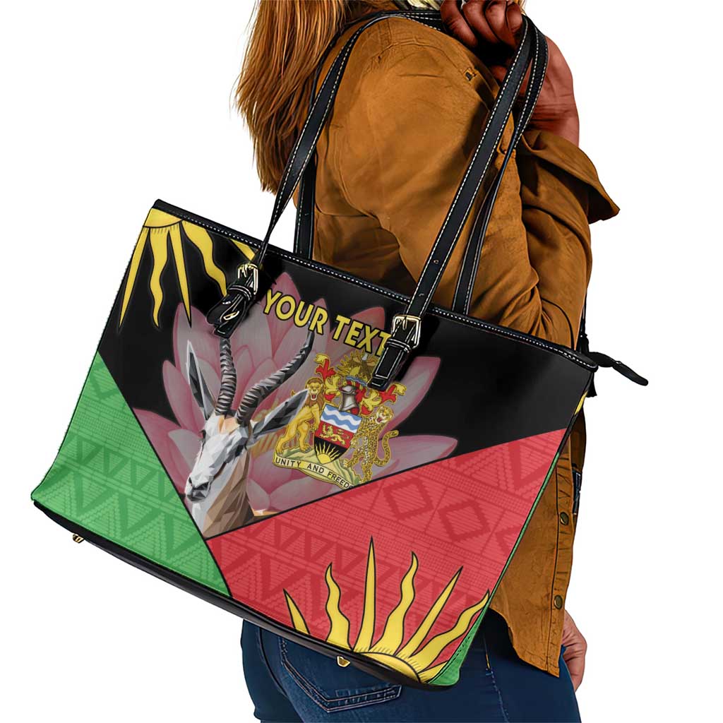 Personalized Africa Malawi Leather Tote Bag Thomsons Gazelle With Lotus
