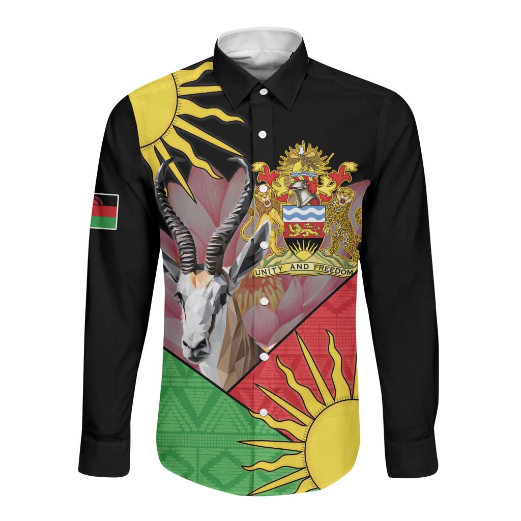 Personalized Africa Malawi Long Sleeve Button Shirt Thomsons Gazelle With Lotus