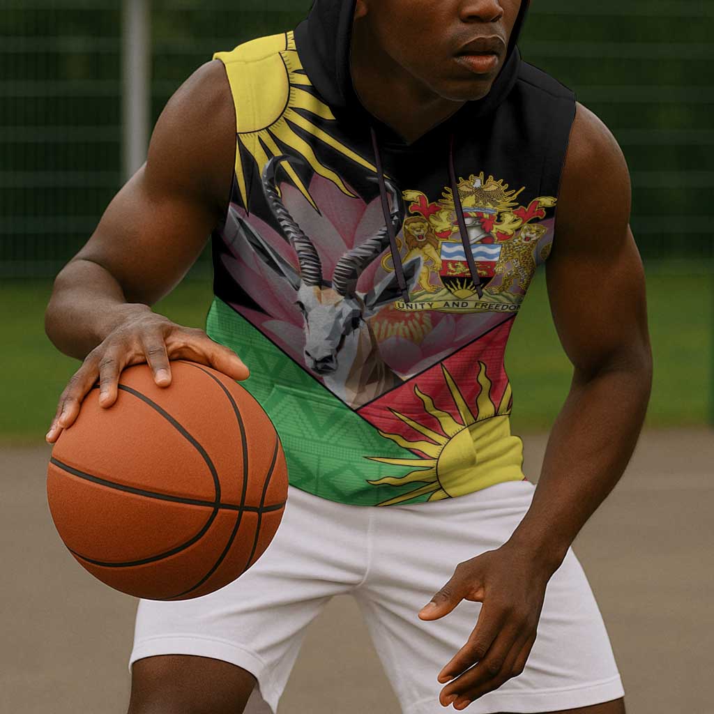 Personalized Africa Malawi Sleeveless Hoodie Thomsons Gazelle With Lotus - African Pride