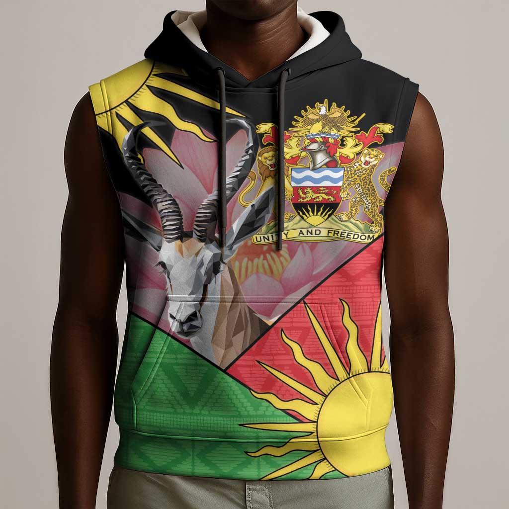Personalized Africa Malawi Sleeveless Hoodie Thomsons Gazelle With Lotus - African Pride