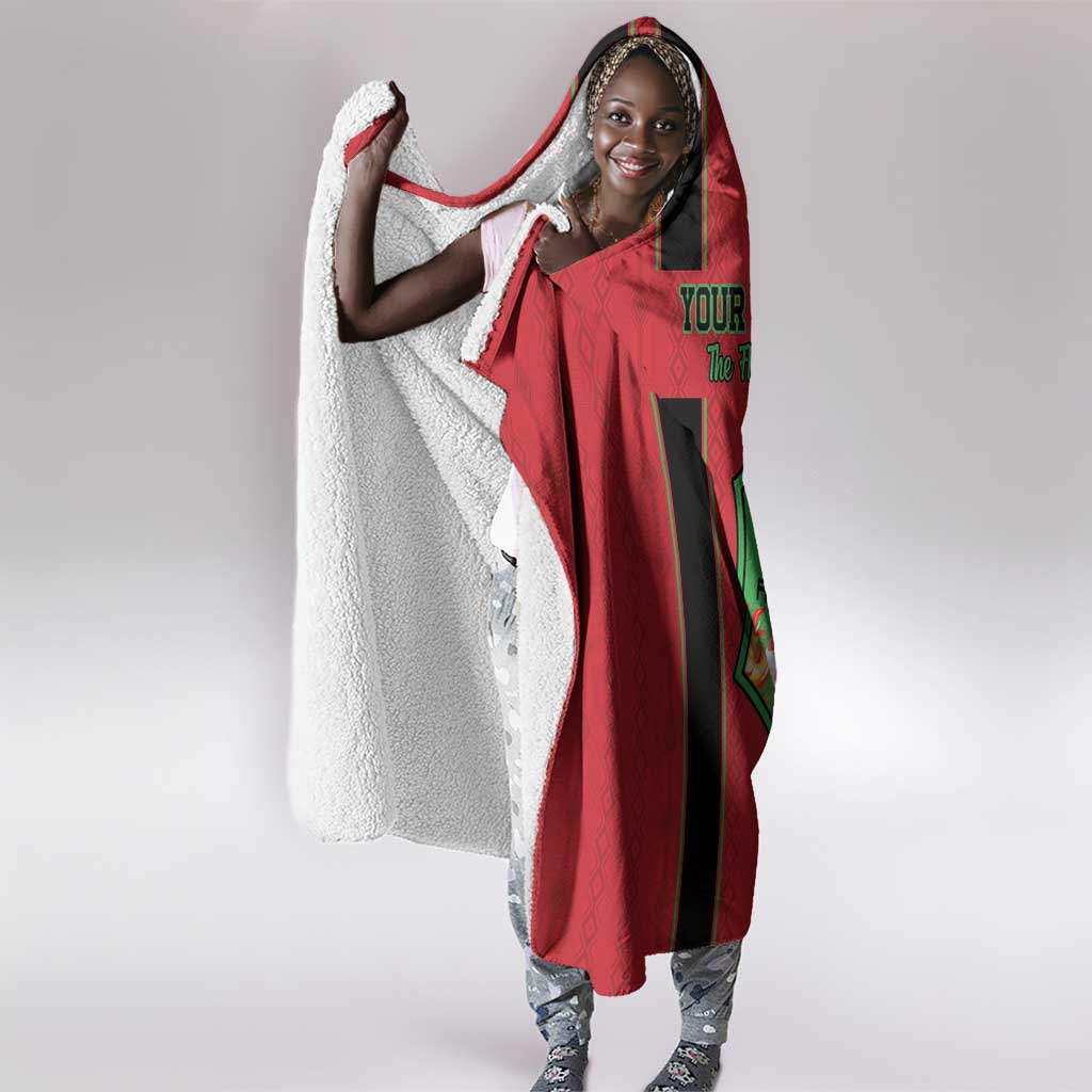Custom Afro Malawi Football Hooded Blanket Go Champions - African Pattern