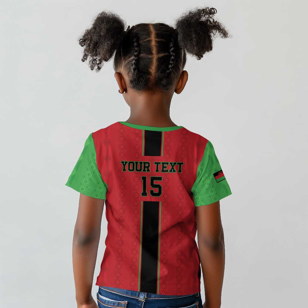 Custom Afro Malawi Football Kid T shirt Go Champions - African Pattern