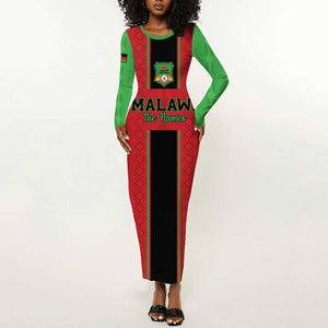 Custom Afro Malawi Football Long Sleeve Bodycon Dress Go Champions - African Pattern LT15