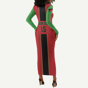 Custom Afro Malawi Football Long Sleeve Bodycon Dress Go Champions - African Pattern LT15