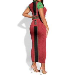 Custom Afro Malawi Football Short Sleeve Bodycon Dress Go Champions - African Pattern LT15