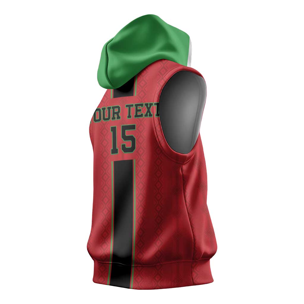 Custom Afro Malawi Football Sleeveless Hoodie Go Champions - African Pattern - African Pride