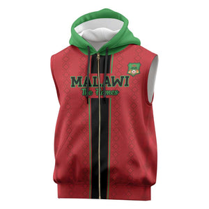 Custom Afro Malawi Football Sleeveless Zip Hoodie Go Champions - African Pattern - African Pride