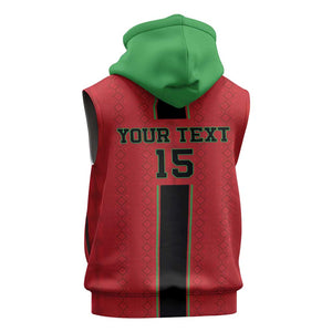 Custom Afro Malawi Football Sleeveless Zip Hoodie Go Champions - African Pattern - African Pride