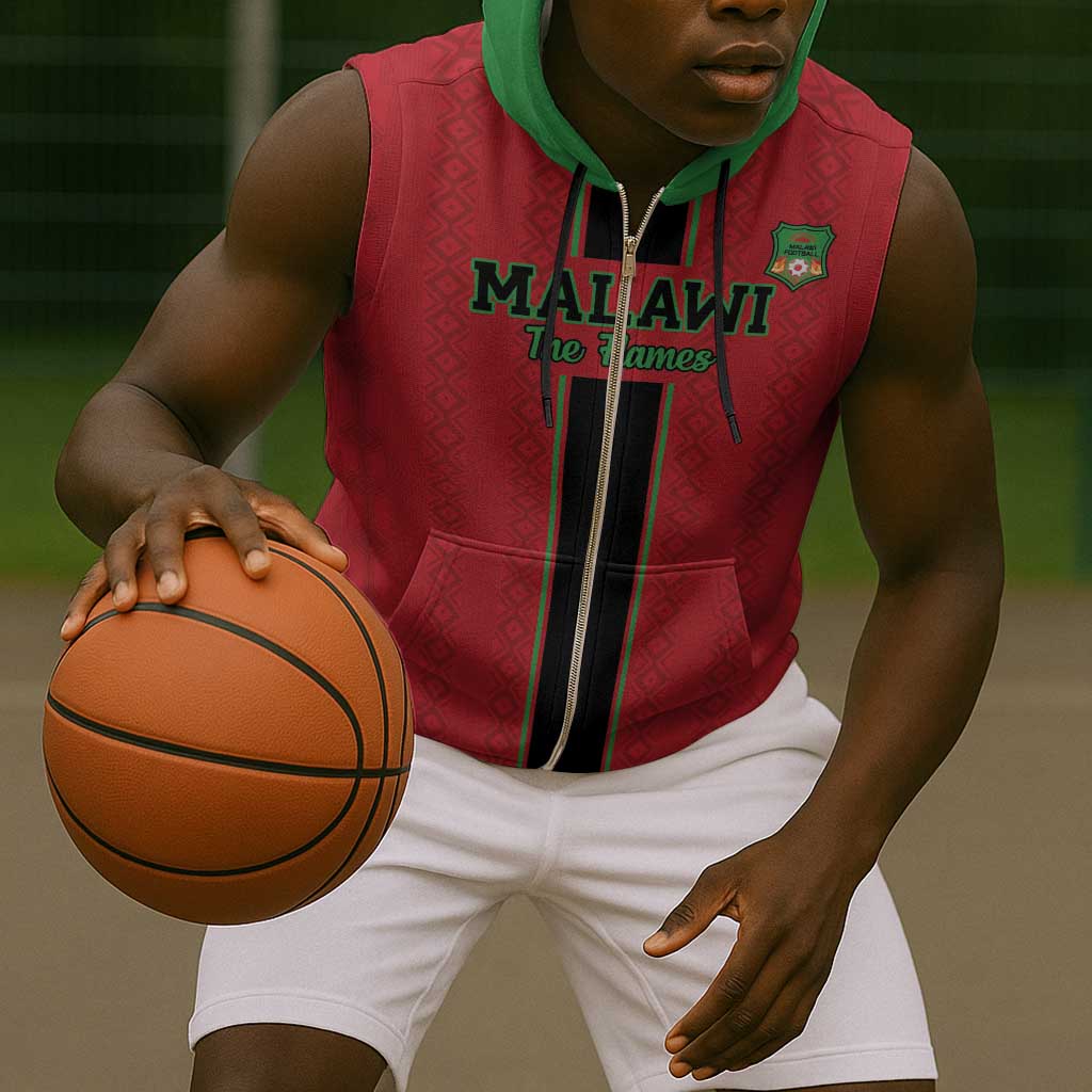 Custom Afro Malawi Football Sleeveless Zip Hoodie Go Champions - African Pattern - African Pride