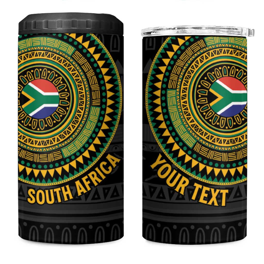 Personalised South Africa African Tribal Pattern 4 in 1 Can Cooler Tumbler Chest Arm Tattoo