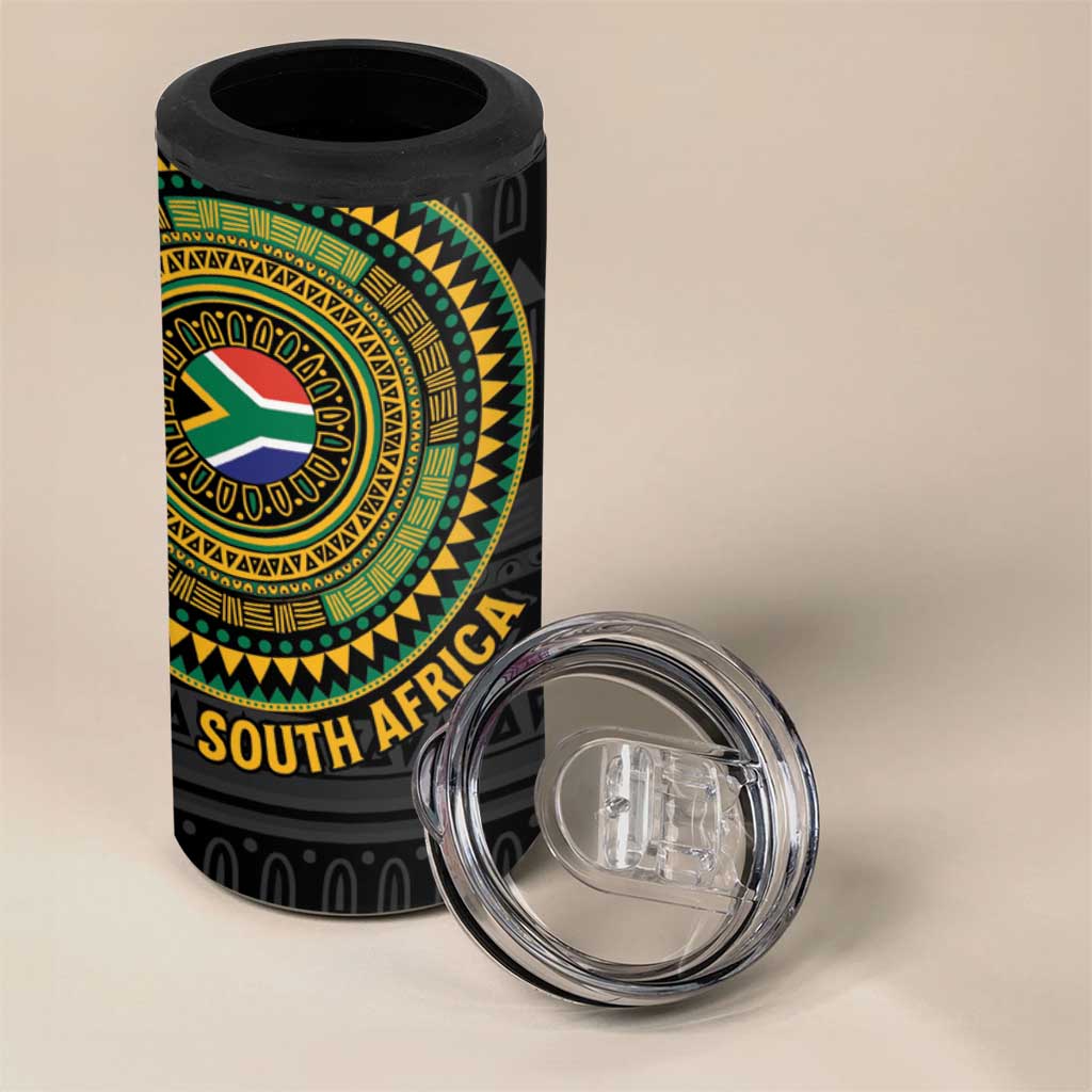 Personalised South Africa African Tribal Pattern 4 in 1 Can Cooler Tumbler Chest Arm Tattoo