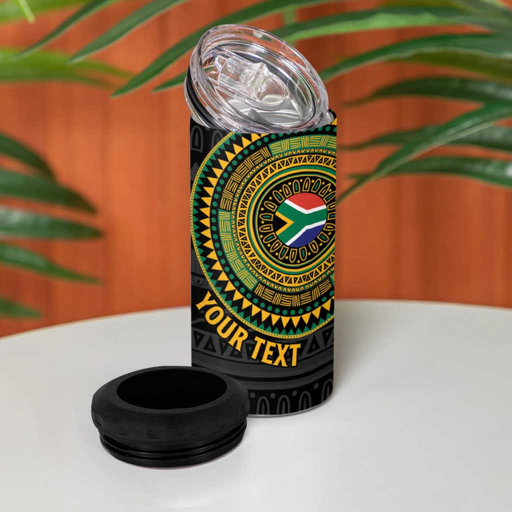 Personalised South Africa African Tribal Pattern 4 in 1 Can Cooler Tumbler Chest Arm Tattoo