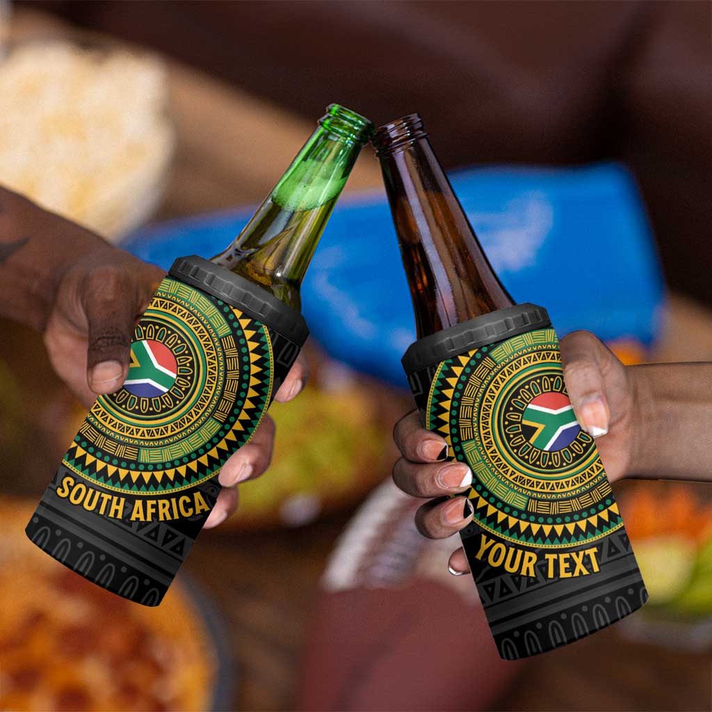 Personalised South Africa African Tribal Pattern 4 in 1 Can Cooler Tumbler Chest Arm Tattoo