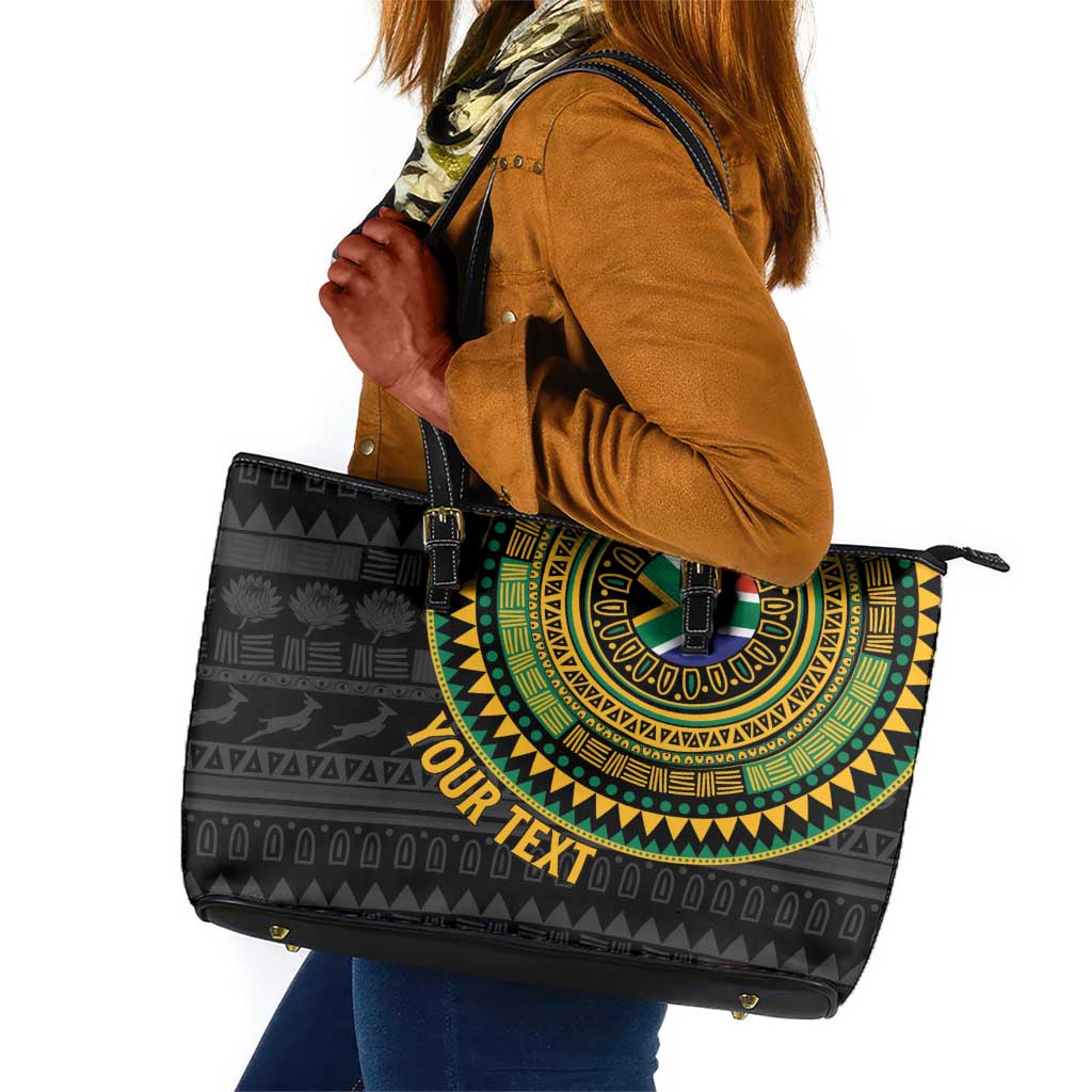 Personalised South Africa African Tribal Pattern Leather Tote Bag Chest Arm Tattoo