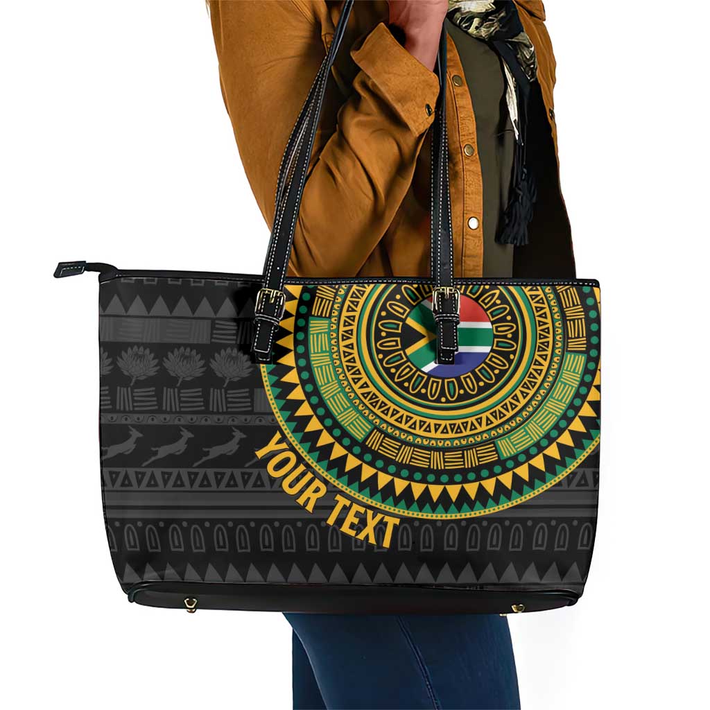 Personalised South Africa African Tribal Pattern Leather Tote Bag Chest Arm Tattoo