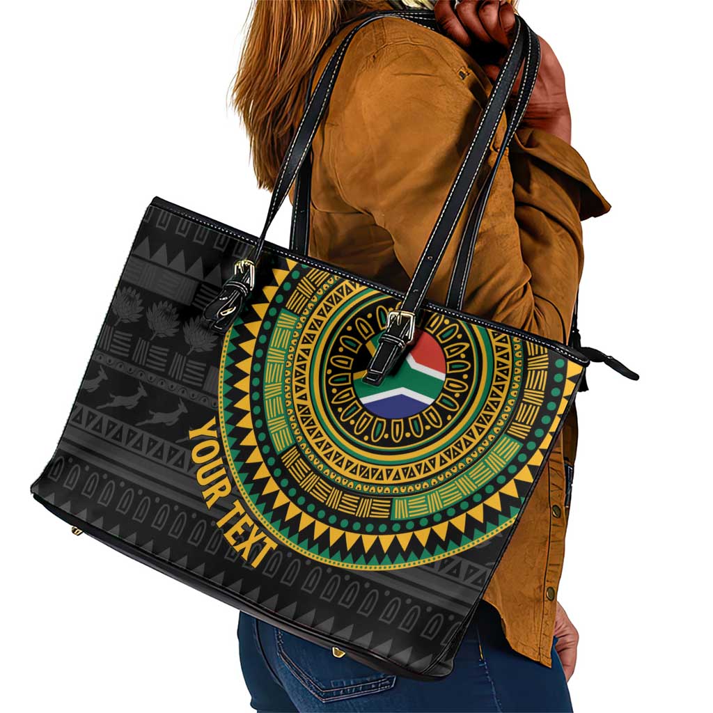 Personalised South Africa African Tribal Pattern Leather Tote Bag Chest Arm Tattoo