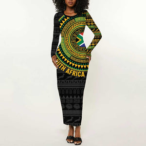 Personalised South Africa African Tribal Pattern Long Sleeve Bodycon Dress Chest Arm Tattoo LT15