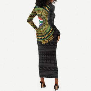 Personalised South Africa African Tribal Pattern Long Sleeve Bodycon Dress Chest Arm Tattoo LT15