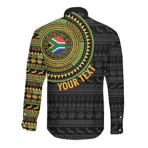 Personalised South Africa African Tribal Pattern Long Sleeve Button Shirt Chest Arm Tattoo