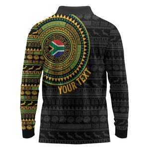 Personalised South Africa African Tribal Pattern Long Sleeve Polo Shirt Chest Arm Tattoo
