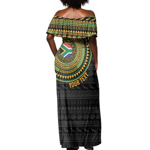Personalised South Africa African Tribal Pattern Off Shoulder Maxi Dress Chest Arm Tattoo