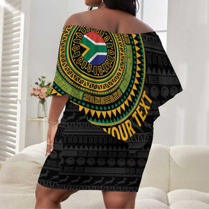 Personalised South Africa African Tribal Pattern Off Shoulder Short Dress Chest Arm Tattoo