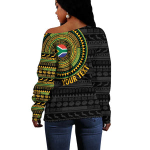 Personalised South Africa African Tribal Pattern Off Shoulder Sweater Chest Arm Tattoo