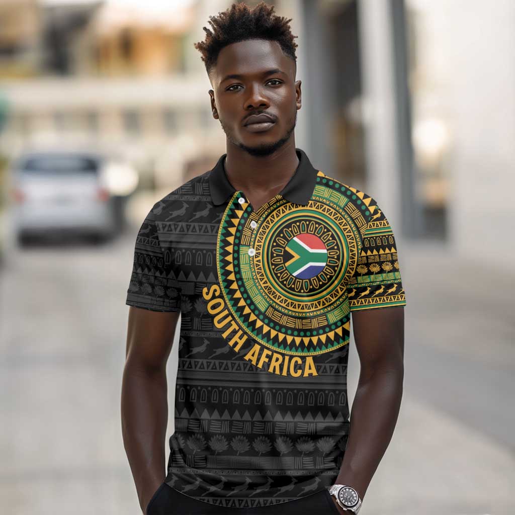 Personalised South Africa African Tribal Pattern Polo Shirt Chest Arm Tattoo
