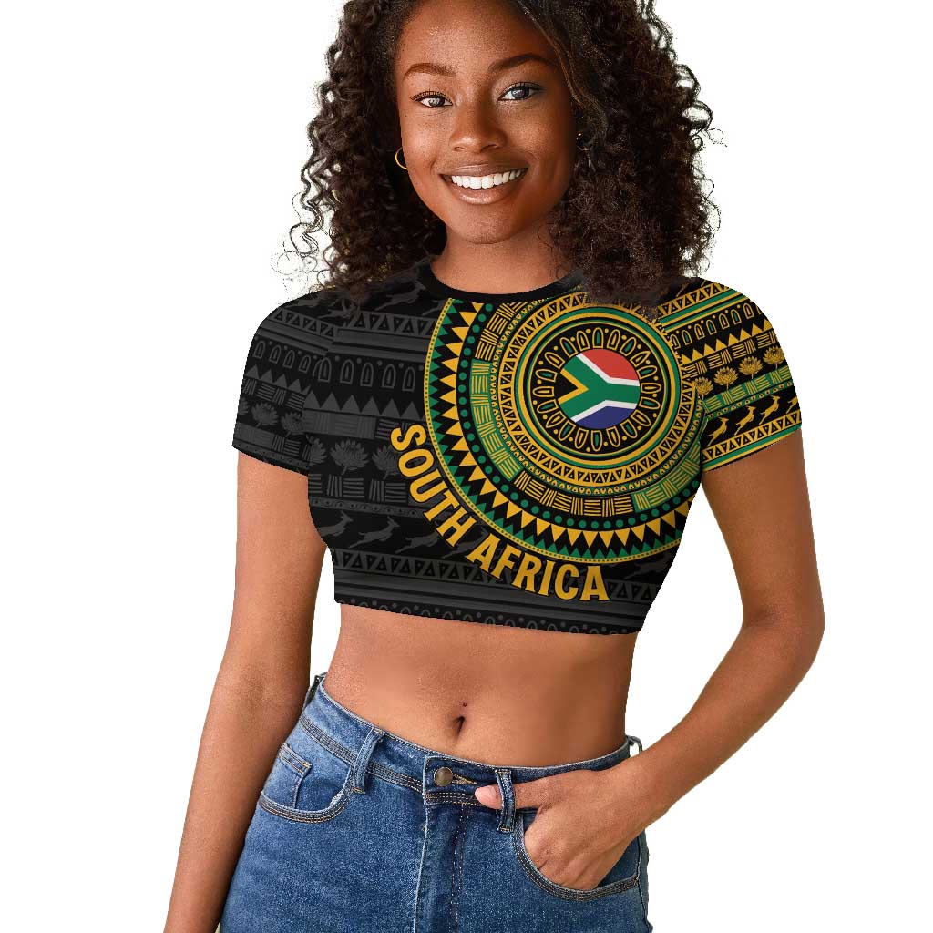 Personalised South Africa African Tribal Pattern Raglan Cropped T shirt Chest Arm Tattoo
