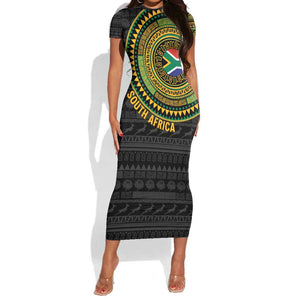 Personalised South Africa African Tribal Pattern Short Sleeve Bodycon Dress Chest Arm Tattoo LT15