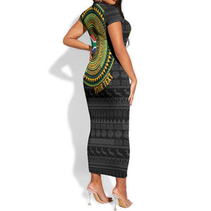 Personalised South Africa African Tribal Pattern Short Sleeve Bodycon Dress Chest Arm Tattoo LT15
