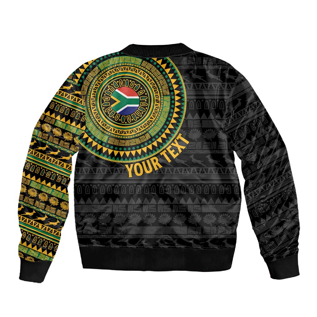 Personalised South Africa African Tribal Pattern Sleeve Zip Bomber Jacket Chest Arm Tattoo