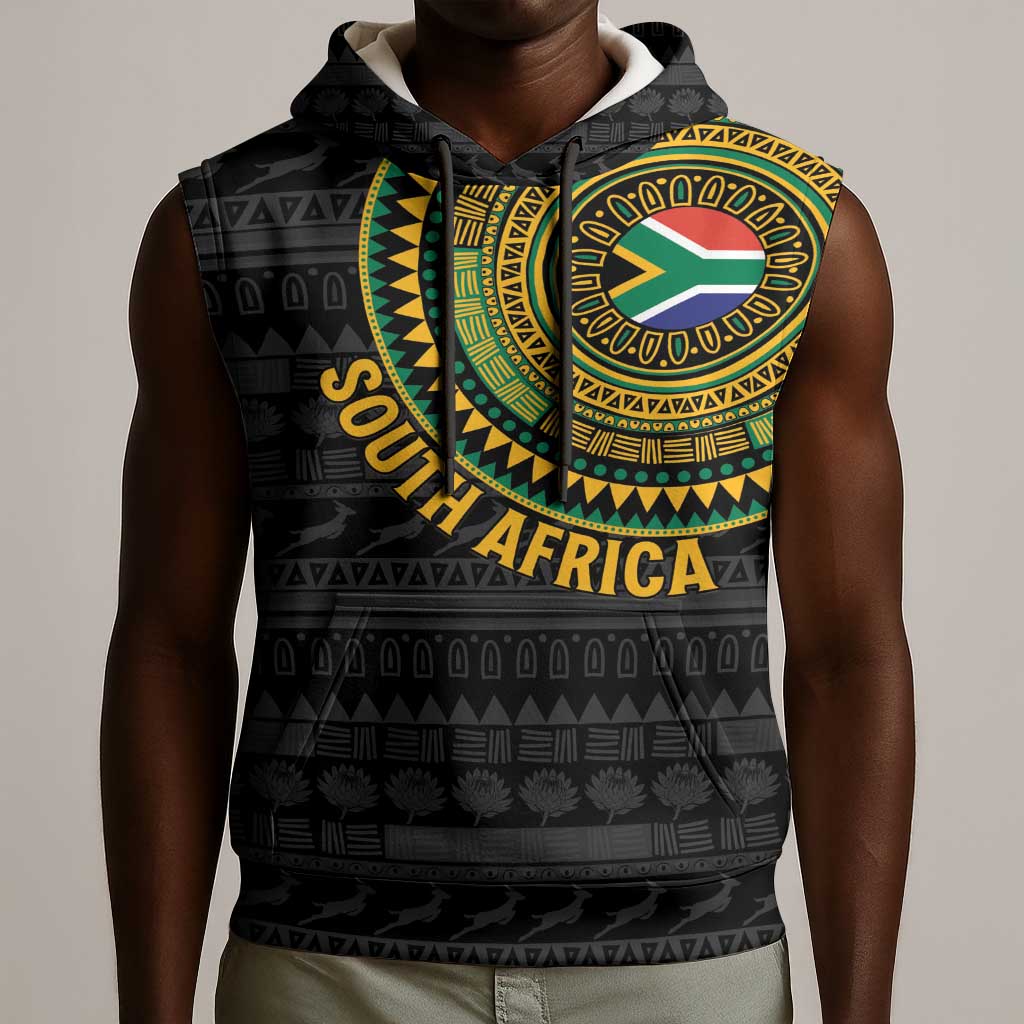 Personalised South Africa African Tribal Pattern Sleeveless Hoodie Chest Arm Tattoo - African Pride