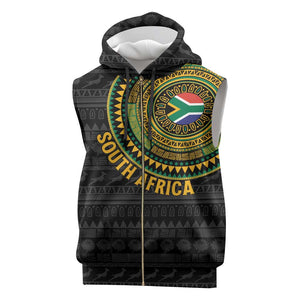 Personalised South Africa African Tribal Pattern Sleeveless Zip Hoodie Chest Arm Tattoo - African Pride
