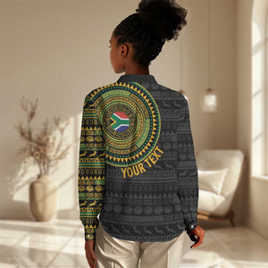 Personalised South Africa African Tribal Pattern Women Casual Shirt Chest Arm Tattoo