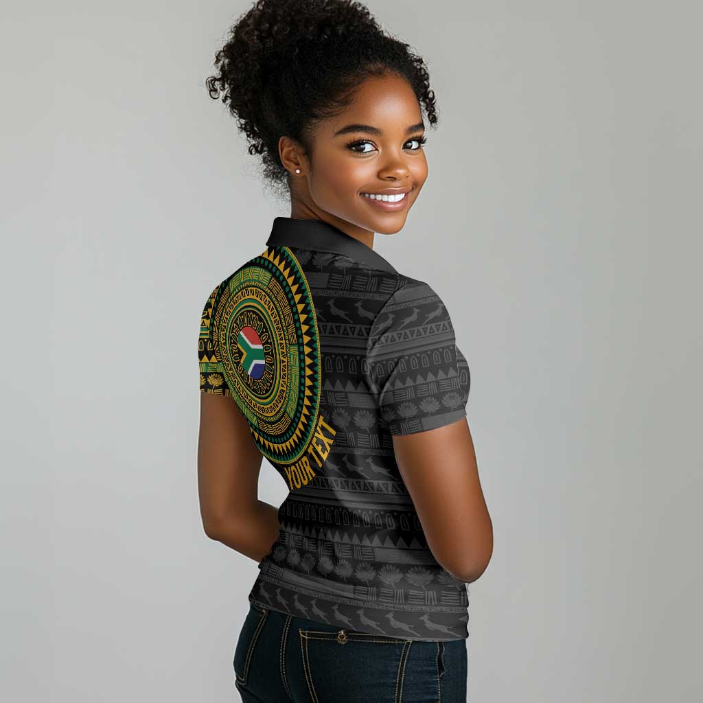 Personalised South Africa African Tribal Pattern Women Polo Shirt Chest Arm Tattoo