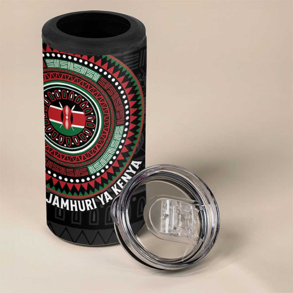 Personalised Kenya African Tribal Pattern 4 in 1 Can Cooler Tumbler Chest Arm Tattoo