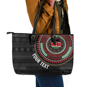 Personalised Kenya African Tribal Pattern Leather Tote Bag Chest Arm Tattoo