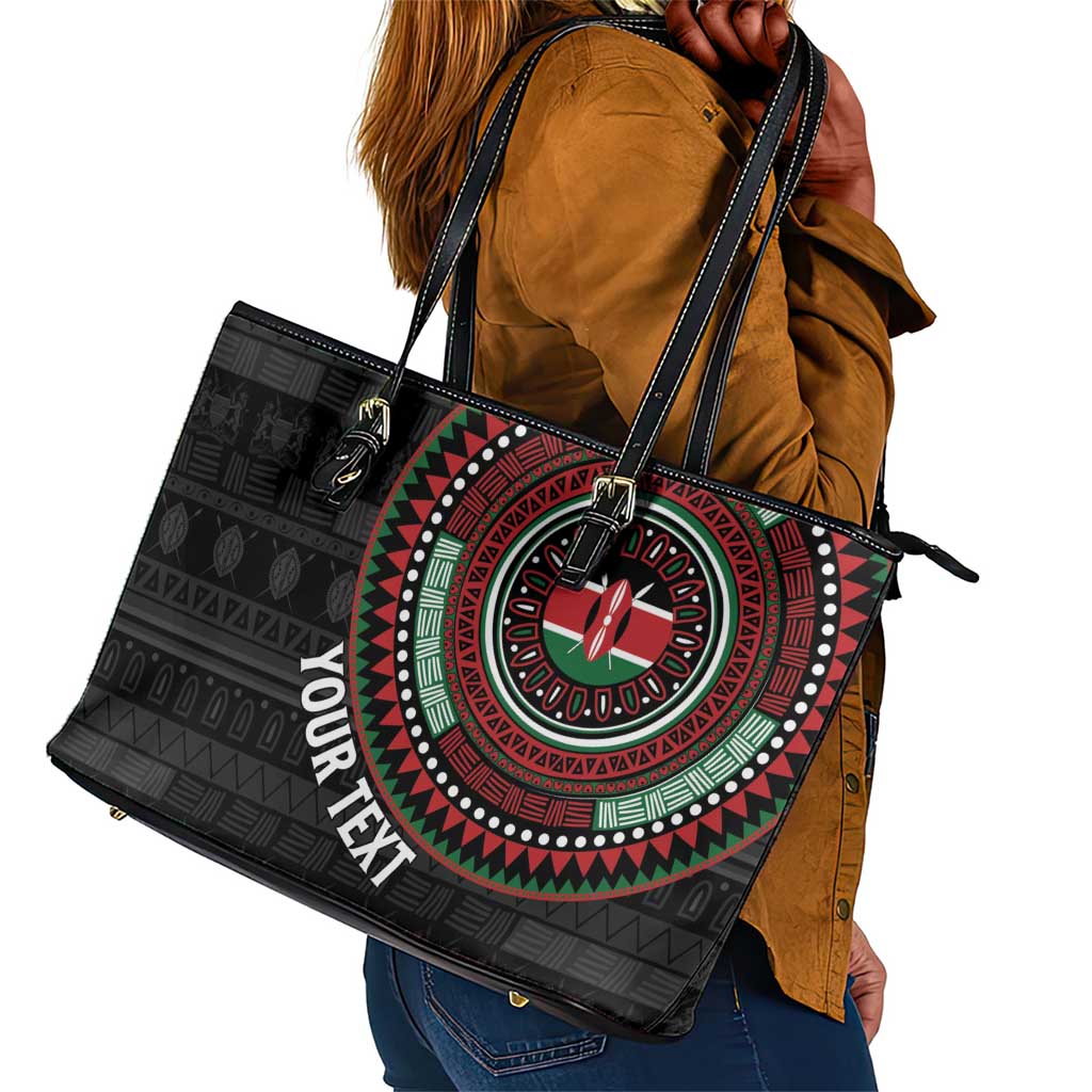 Personalised Kenya African Tribal Pattern Leather Tote Bag Chest Arm Tattoo