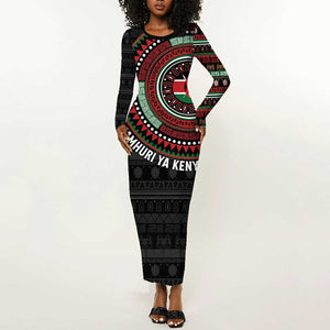 Personalised Kenya African Tribal Pattern Long Sleeve Bodycon Dress Chest Arm Tattoo LT15